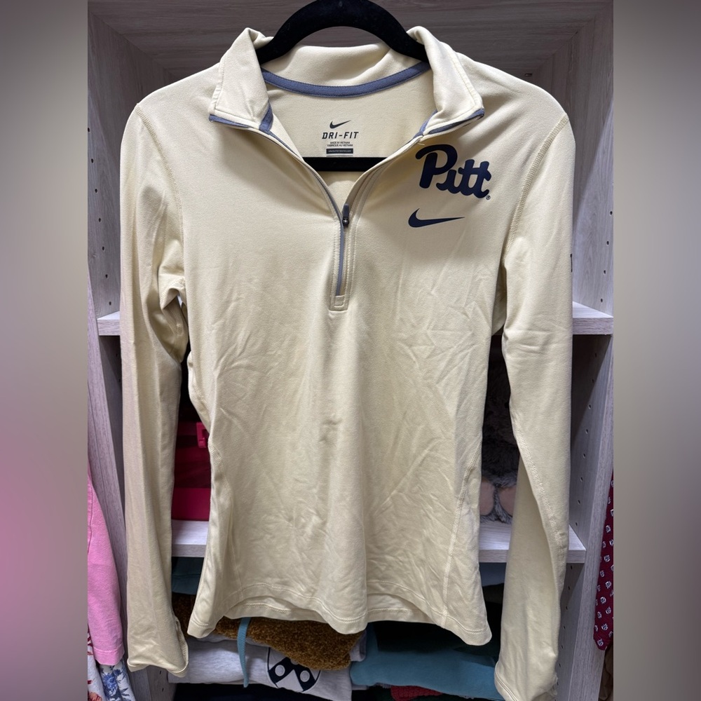 Nike Cream Quarter-Zip Pullover with Navy Logo